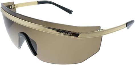 Versace VE 2208 10023G Gold Metal Shield Sunglasses Brown 